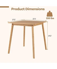 Gymax Square Bamboo Dining Table for 2-4 People Dinner Table for Dining Room
