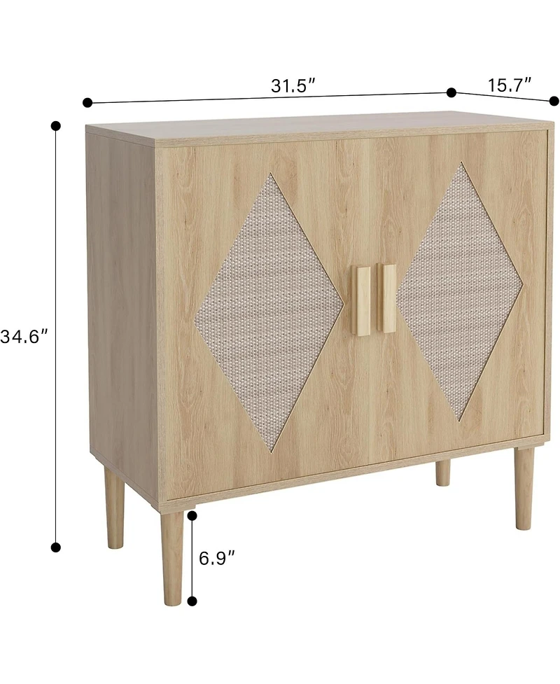 gaomon Rattan Buffet Cabinet with 2 Doors, Storage Sideboard with Adjustable Shelves for Living Room, Entryway, Dining Room