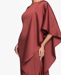 Betsy & Adam Women's Draped Sleeve Boat Neck Gown