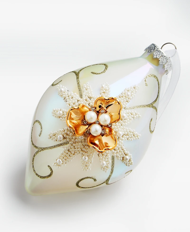 Holiday Lane Jeweled Classics Finial Ball with Gem, Bead Flower Design Ornament, Macy's Exclusive