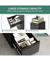 gaomon Three-Drawer Metal Filing Storage Cabinet with Lock for Home Office Document Storage