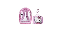 Hello Kitty 2-Piece 16" Kids Clear Backpack and Lunch Box Set For School And Travel
