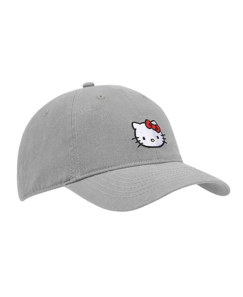 Hello Kitty Men's Embroidered Character Beige Unstructured Baseball Cap