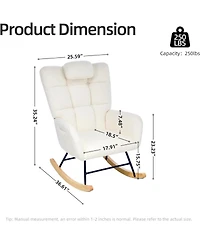 Gaomon Modern Teddy Fabric Rocking Chair, High Back Glider Rocker - Cozy Reading Armchair with Soft Cushion for Living Room, Nursery, Bedroom