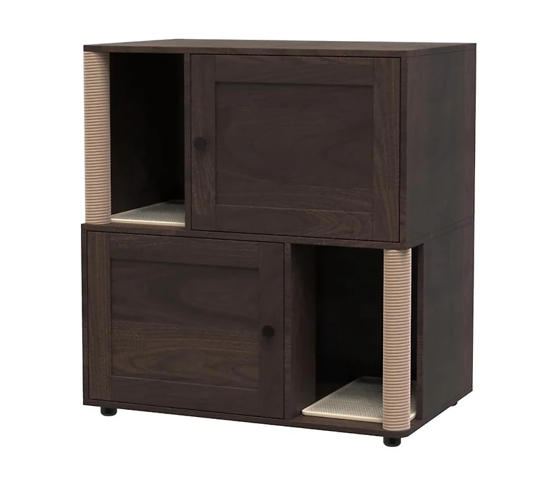 Gaomon Cat Litter Box Enclosure for 2 Cats, Double Hidden Litter Box Furniture Cabinet with 2 Scratch Mat and Scratch Post