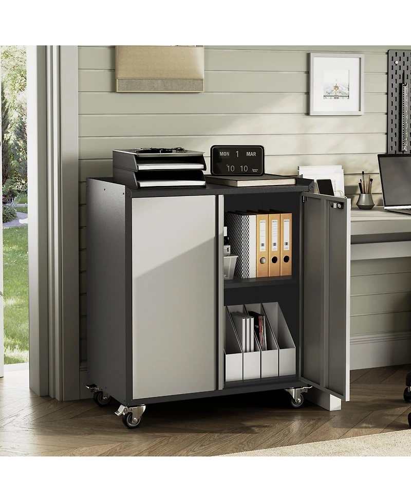 Gaomon Heavy Duty Metal Locking Garage Tool Cabinet with Adjustable Shelf, Rolling Wheels