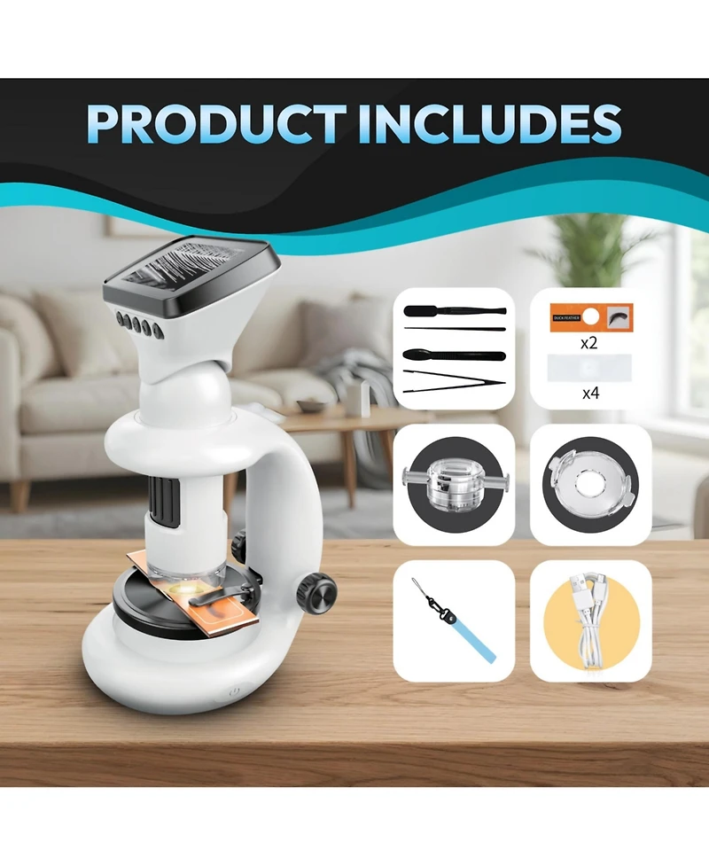 Contixo MS2 WiFi Digital Microscope with Lcd Screen, 1000X Magnification, Rechargeable for Kids
