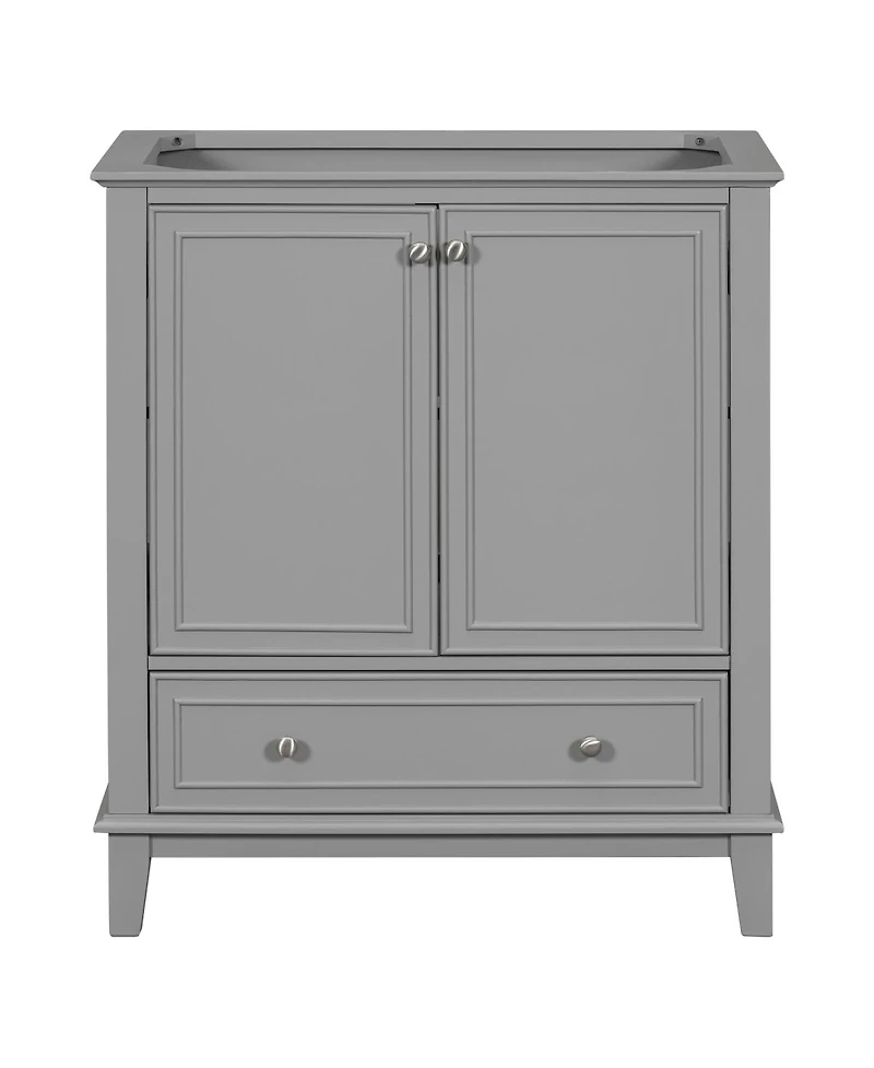 Sillysis 29.5 Inch Freestanding Bathroom Vanity Base with Adjustable Shelf, Solid Wood and Mdf Storage Cabinet