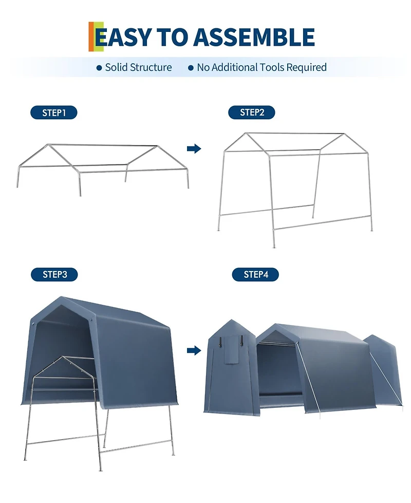 gaomon 6x6 Ft Portable Carport Motorcycle Shelter, Heavy Duty Pe Fabric Storage Shed, Garage Tent