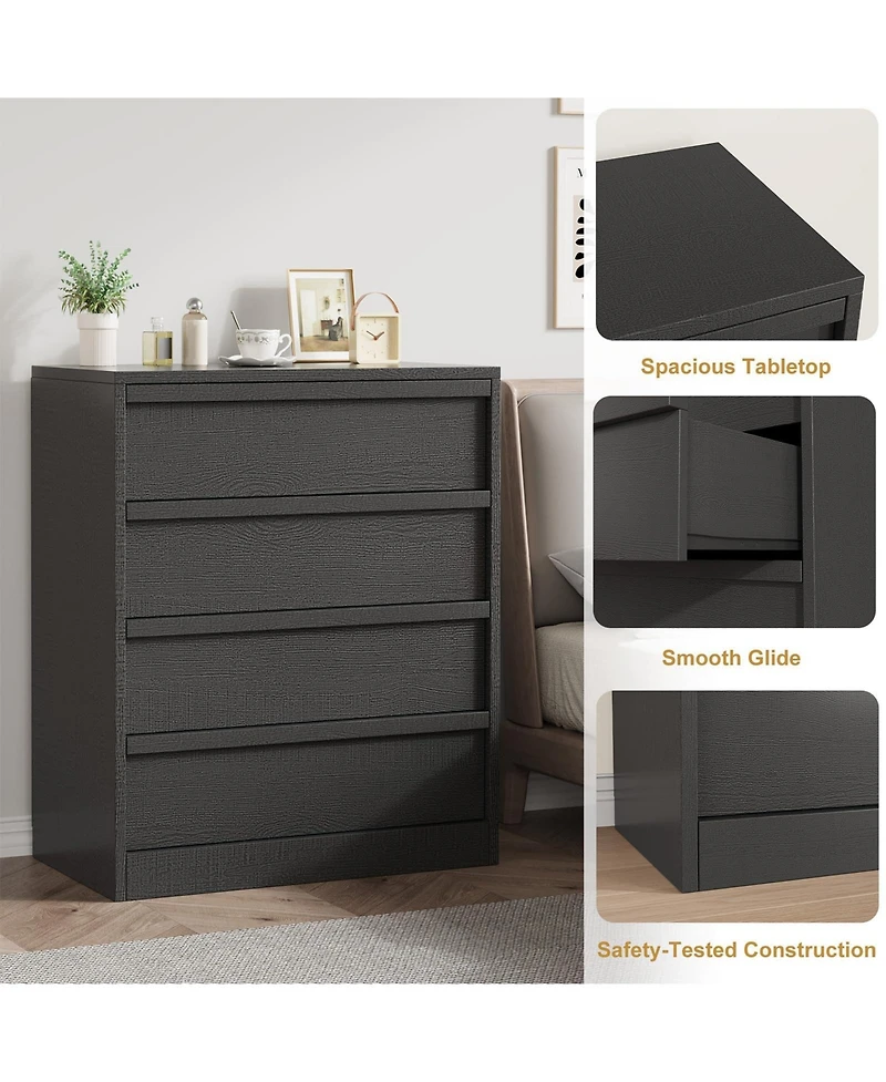 homfan 3 Drawer Dresser for Bedroom, Nightstand Chest of Drawers with Large Storage, Small Modern Bedside End Table Living Room, Nursery