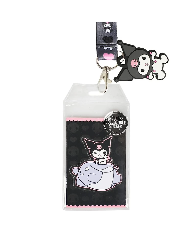 Kuromi Hearts & Skulls Black Lanyard With Character Charm