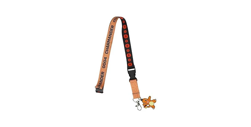 Pokemon Charmander Red Kanto Region Lanyard With Rubber Charm And Id Sleeve