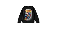 Superman Boys Distressed Action Comics Cover No. 419 Crew Neck Long Sleeve Black Youth Tee