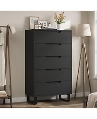 homfan 5 Dresser for Bedroom, 50" Tall Dresser, Freestanding Vertical Drawer with Storage, Wooden Closet Chest Storage Living Room, Hallway