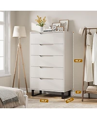 homfan 5 Dresser for Bedroom, 50" Tall Dresser, Freestanding Vertical Drawer with Storage, Wooden Closet Chest Storage Living Room, Hallway