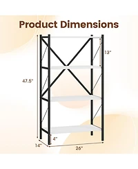 Gymax 4-Tier Bookshelf Industrial Bookcase with Heavy-Duty Metal Frame for Living Room