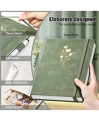 Gnuadz Women Leather Journal Flower Diary College Ruled