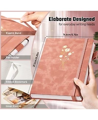 Gnuadz Women Leather Journal Flower Diary College Ruled