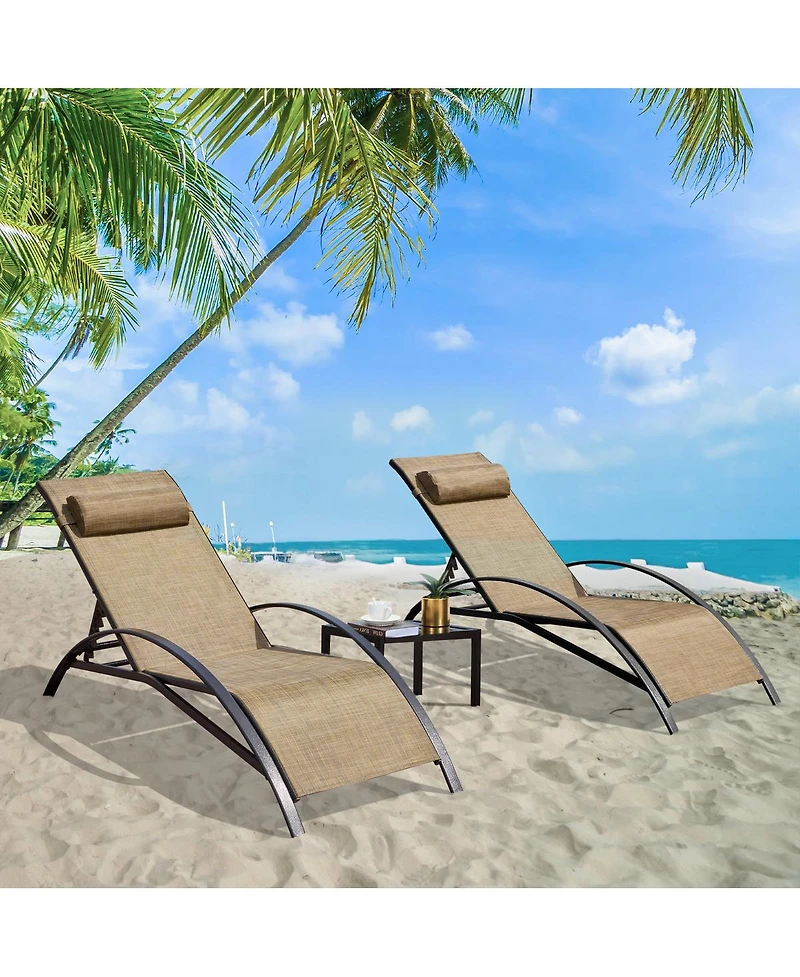Erommy Outdoor Chaise Lounge Set with Table