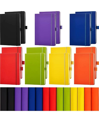 Gnuadz Lined Journal Hardcover Notebook College Ruled Pen Holder Pu Leather