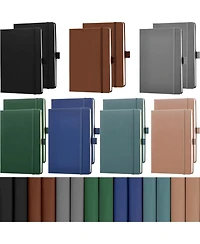 Gnuadz Lined Journal Hardcover Notebook College Ruled Pen Holder Pu Leather