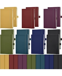Gnuadz Lined Journal Hardcover Notebook College Ruled Pen Holder Pu Leather