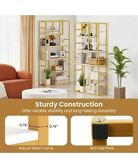 Gymax 71'' 5 Tier Tall Bookshelf with Open Storage Shelves Metal Frame for Bedroom Office