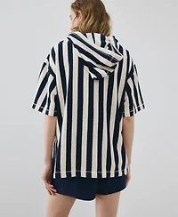 Mango Women's Striped Terry Cotton Sweatshirt