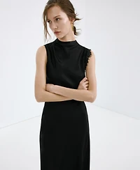 Mango Women's Lace Details Satin Dress