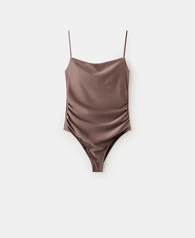 Mango Women's Ruched Rhinestone Swimsuit
