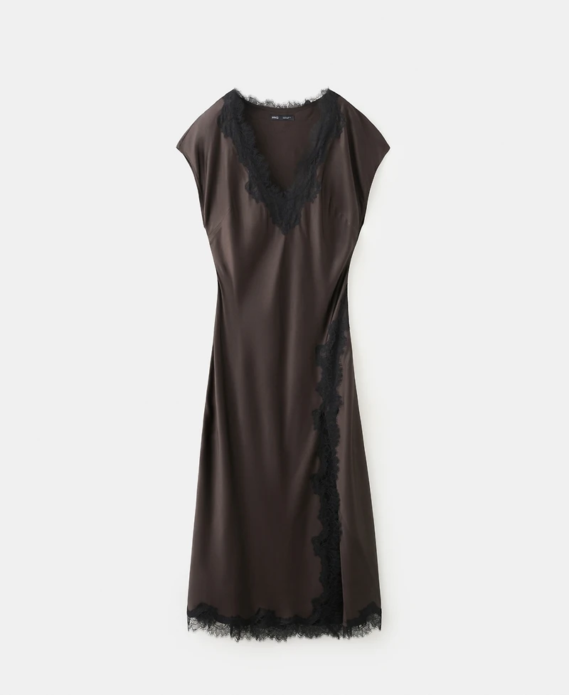 Mango Women's Satin Lace Dress