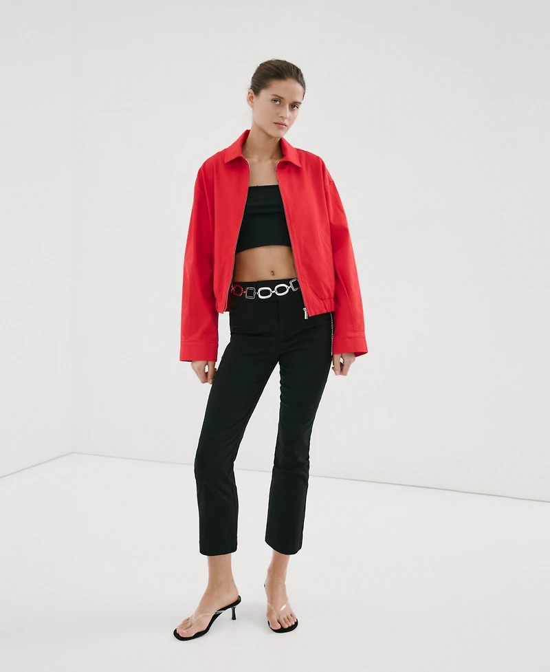 Mango Women's Shirt Collar Bomber Jacket