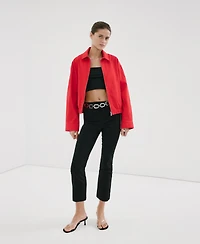 Mango Women's Shirt Collar Bomber Jacket
