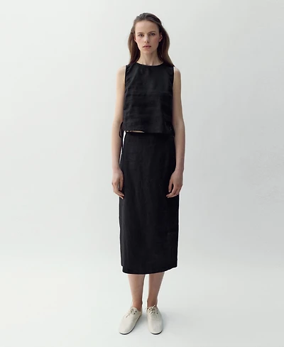Mango Women's Bows Linen Top
