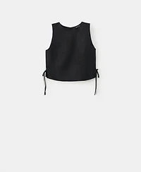 Mango Women's Bows Linen Top