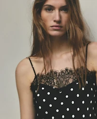 Mango Women's Long Polka-Dot Lace Top