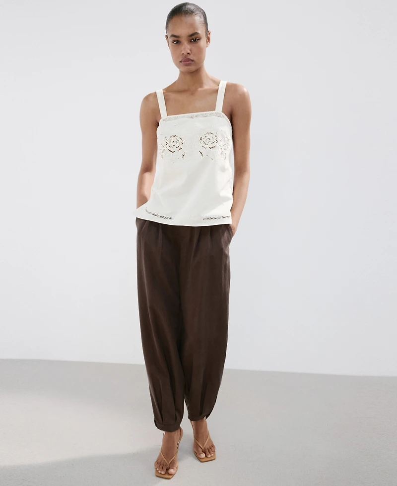 Mango Women's Openwork Embroidery Top