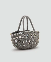 Mango Women's Buttons Natural-Fiber Handbag