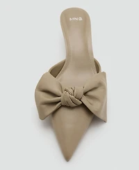 Mango Women's Bow Heeled Leather Shoes