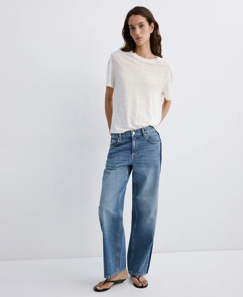 Mango Women's Contrasting Stripe Low-Rise Jeans