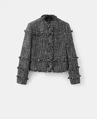 Mango Women's Frayed Ends Tweed Jacket