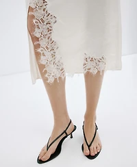 Mango Women's Satin Lace Skirt