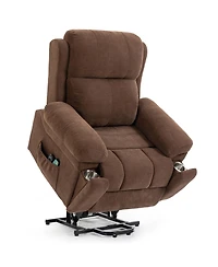 Dyhome Power Lift Recliner with Massage and Heat, Upholstered Chenille Chair Dual Hidden Cup Holders Usb Port