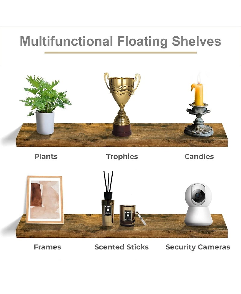 Sorbus 3 Pack 35 Inch Long Floating Wall Shelves - for Bathroom, Bedroom, Living Room