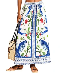 Cupshe Women's Island Birds Tropical Maxi Skirt
