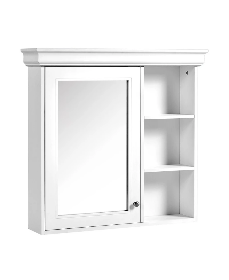 Busdays 30 x 28 Inch White Bathroom Medicine Cabinet with Mirror Wall Mounted Mirror Storage Cabinet Over The Toilet Storage Organizer