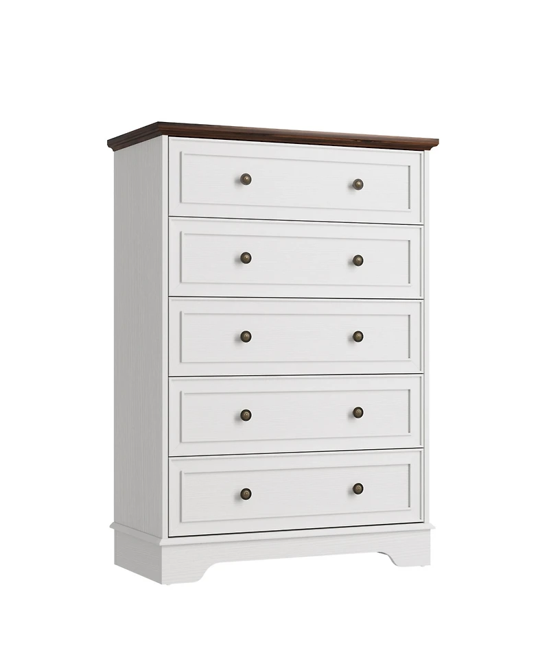gaomon 5 Drawer Dresser for Bedroom, Vertical Chest of Drawers, Farmhouse Tall Cabinet Organizer for Living Room, Hallway
