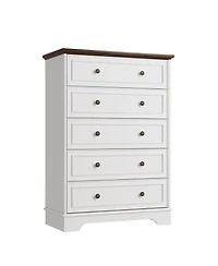 gaomon 5 Drawer Dresser for Bedroom, Vertical Chest of Drawers, Farmhouse Tall Cabinet Organizer for Living Room, Hallway