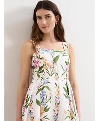 Phase Eight Women's Lucia Linen Blend Square Neck Midi Dress