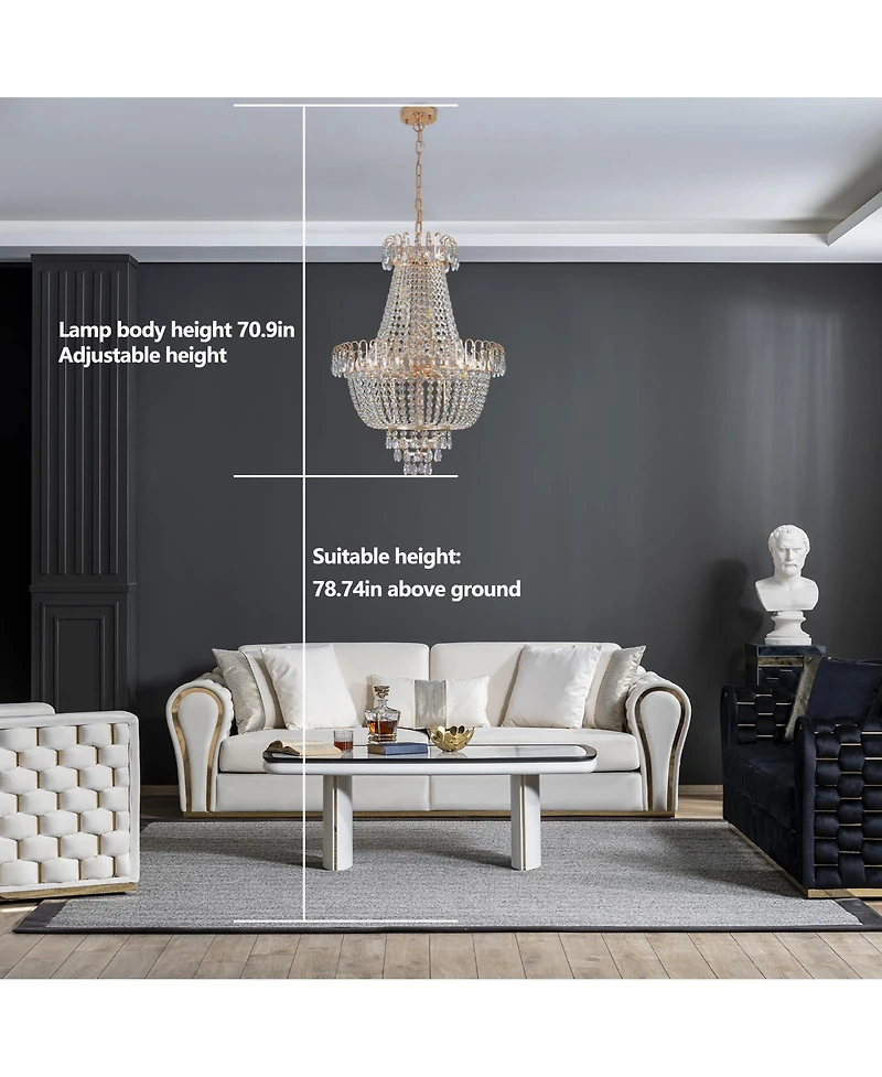 Clihome Gold Crystal Chandeliers, Large Contemporary Luxury Ceiling Lighting (Without Bulb)